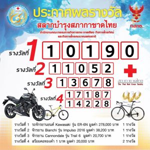 ประกาศผลรางวันสลากบำรุงสภากาชาดไทย สำนักงาน กสทช. ประจำปี 2559